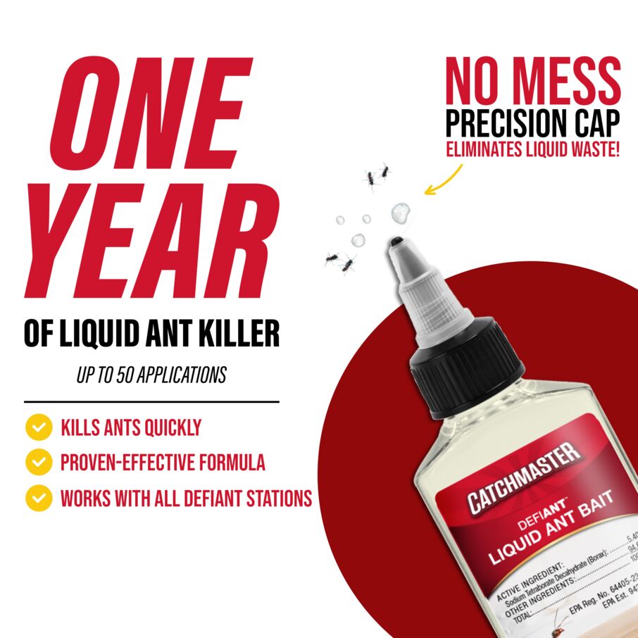 DEFIANT™ Liquid Ant Bait for Ant Control, 1-Year Supply + 8 Classic Bait Stations DEFIANT™ Liquid Ant Bait for Ant Control, 1-Year Supply + 8 Classic Bait Stations
