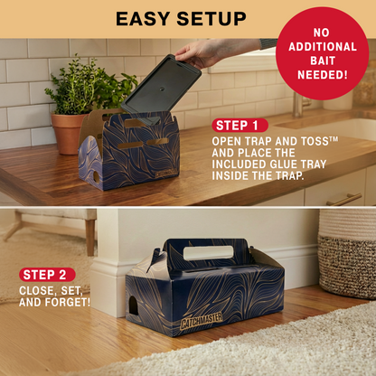 Catch & Toss: No-Touch Disposable Mouse Glue Traps Indoor (2 Pack)