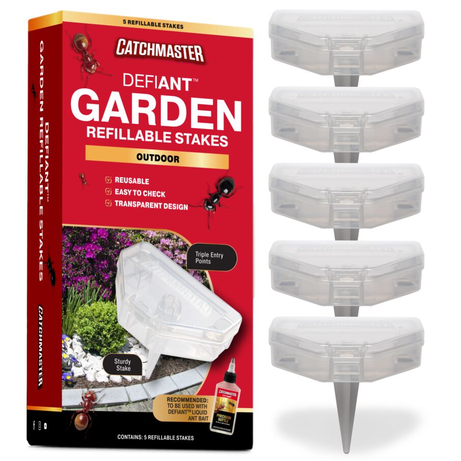 DEFIANT Outdoor Reusable Garden Stakes Ant Traps - 5 Pack