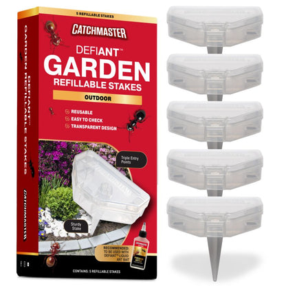 DEFIANT Outdoor Reusable Garden Stakes Ant Traps - 5 Pack