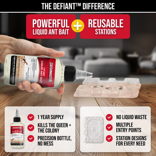 DEFIANT™ Liquid Ant Bait for Ant Control, 1-Year Supply + 8 Classic Bait Stations