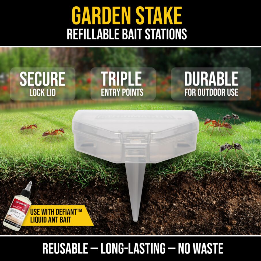 DEFIANT Outdoor Reusable Garden Stakes Ant Traps - 5 Pack