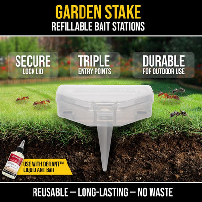 DEFIANT Outdoor Reusable Garden Stakes Ant Traps - 5 Pack