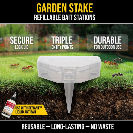 DEFIANT Outdoor Reusable Garden Stakes Ant Traps - 5 Pack