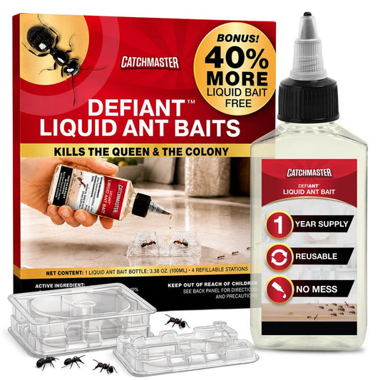 DEFIANT™ Premium Liquid Ant Control, 1-Year Supply + 4 Classic Bait Stations
