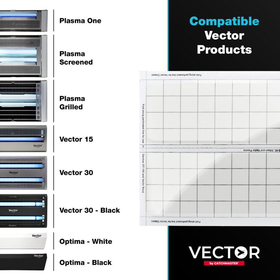 Vector UV Fly Light Universal Replacement Glue Boards Without Pheromones - White