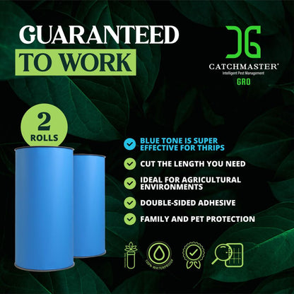 CatchmasterGRO XL AG Rolls – 2 Double-Sided Adhesive Fly Tape Strips - Blue
