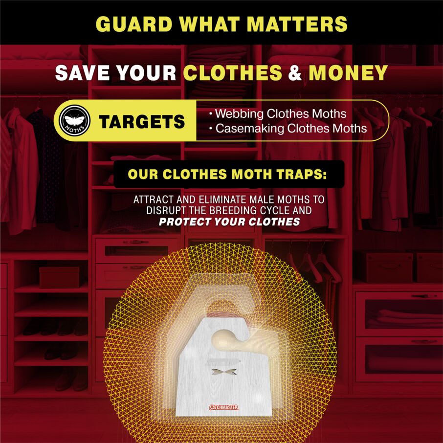 Catchmaster Premium Clothes Moth Traps with PheroGuard Technology, 6 Pack Hardwood Pattern Glue Traps for Closets