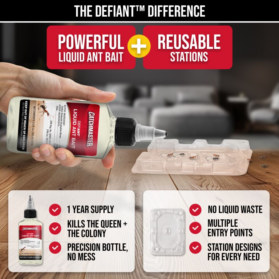 DEFIANT™ Liquid Ant Bait for Ant Control, 1-Year Supply + 8 Classic Bait Stations