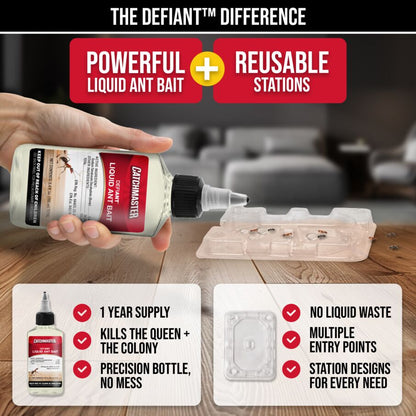 DEFIANT™ Liquid Ant Bait for Ant Control, 1-Year Supply + 8 Classic Bait Stations