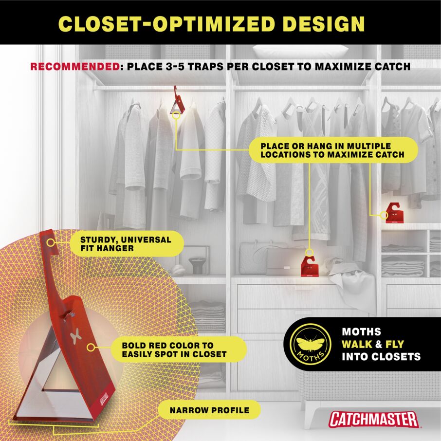 Premium Clothes Moth Traps with Patented Pheromones XL - Red