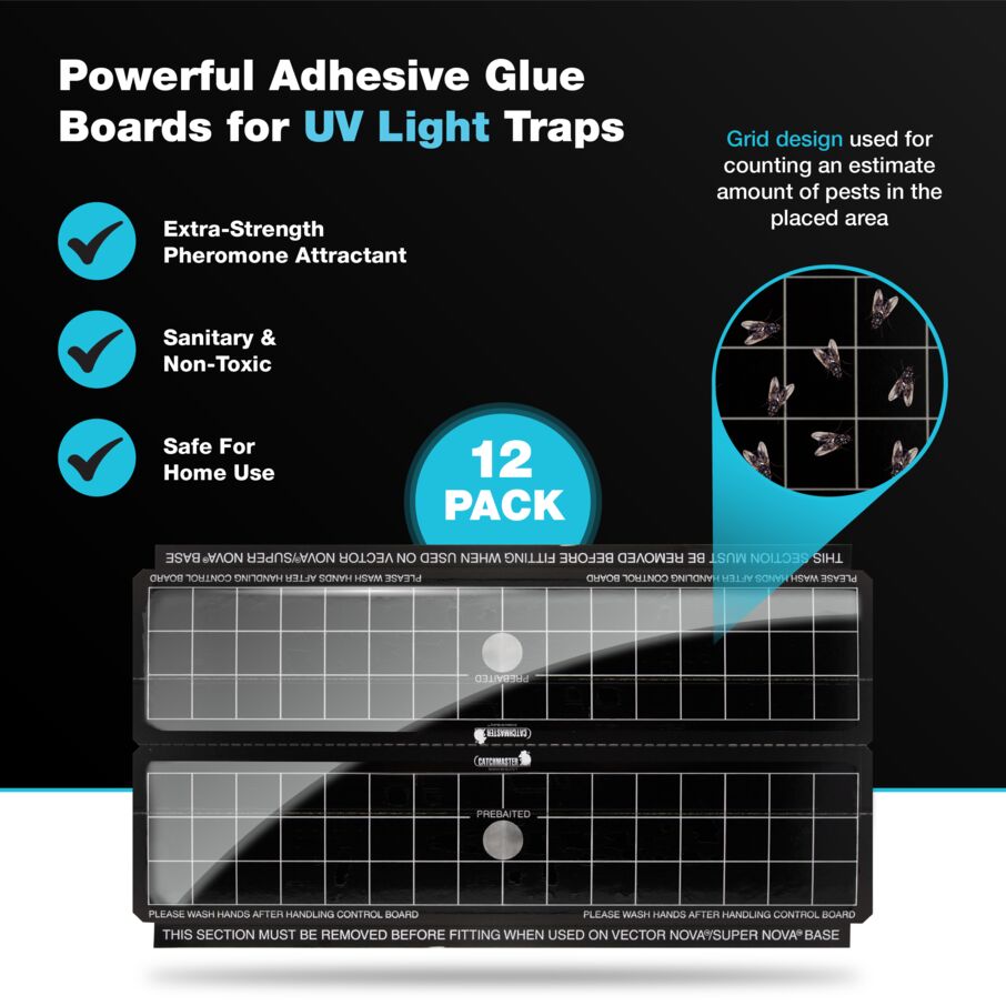 Catchmaster UV Light Trap Adhesive Glue Boards, 12-pack.