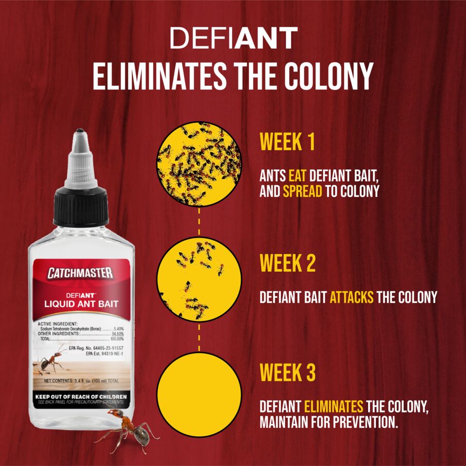 DefiANT™ 50-Use (1-Year Supply) Liquid Ant Bait - 1 Bottle, 4 Stations