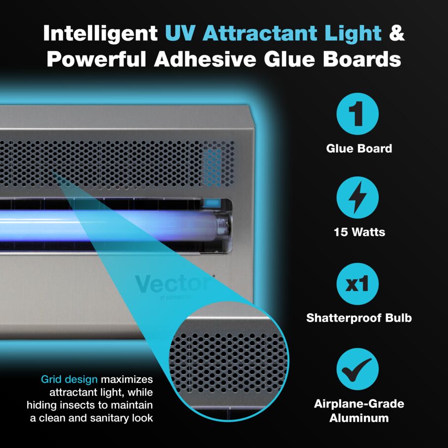 Vector 15 UV Light Fly Traps - Silver