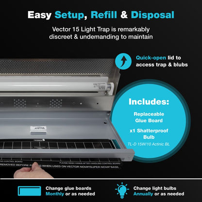 Vector 15 UV Light Fly Traps - Silver