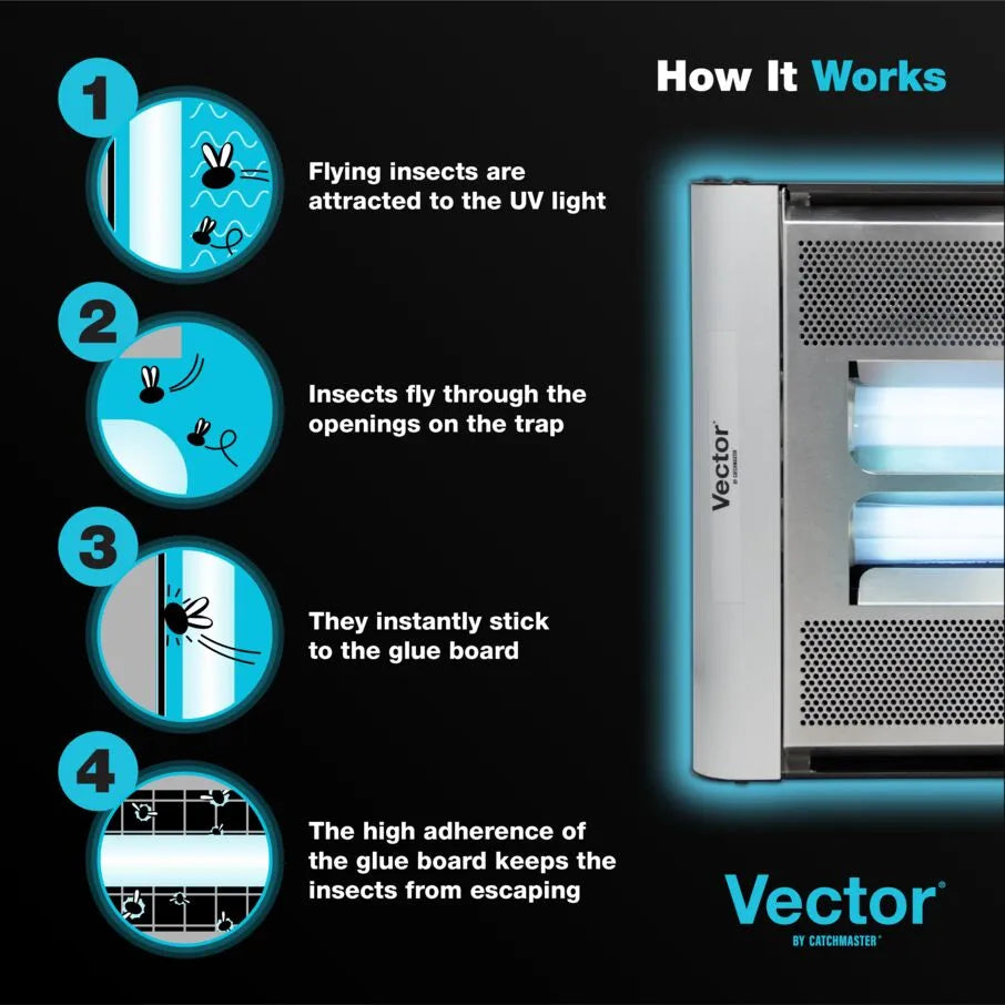 Trampa para moscas con luz UV y pantalla de plasma vectorial