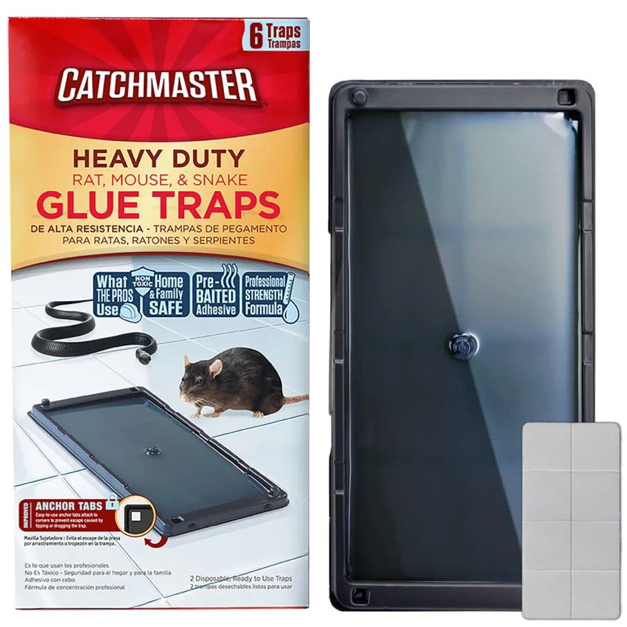 Catchmaster Baited Rat Mouse and Snake Glue Traps - 12 Glue Trays